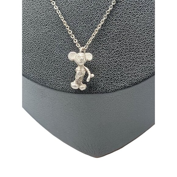 Sterling Silver Disney Vintage Pendant 925 Mickey Mouse 19" Silver Tone Chain - Picture 2 of 16